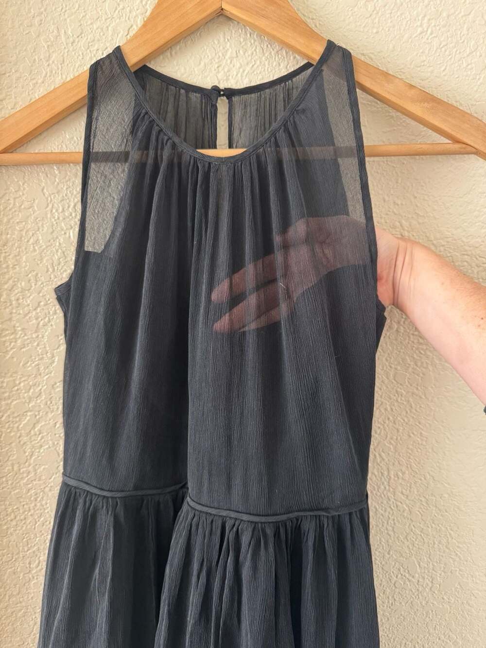 J.Crew Black Silk Chiffon Halter Maxi Dress Size 0 Petite - Picture 3 of 7